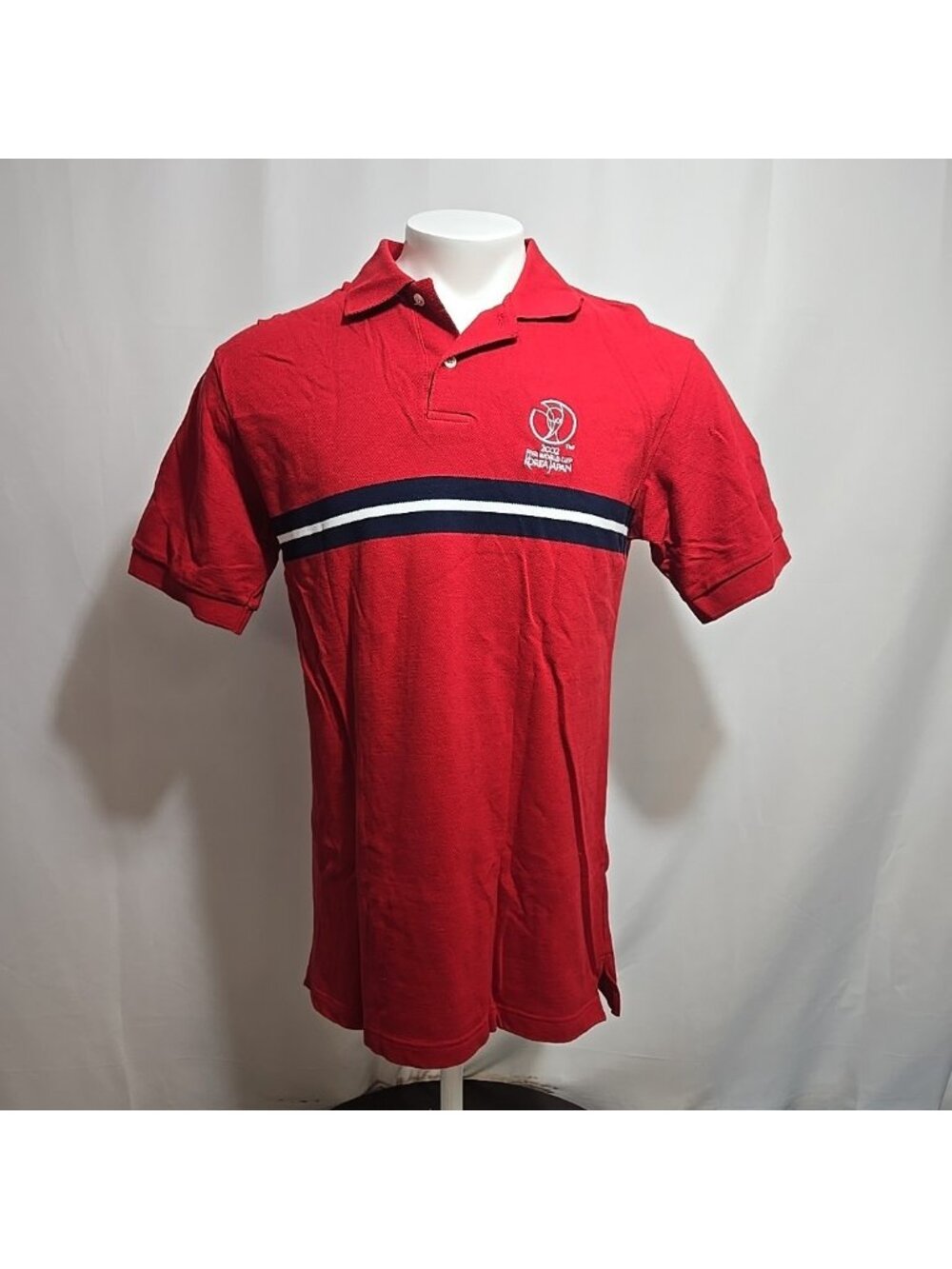 VTG FIFA World Cup 2002 Polo Shirt Adult Size XL(US Size M/L) Japan Korea Red